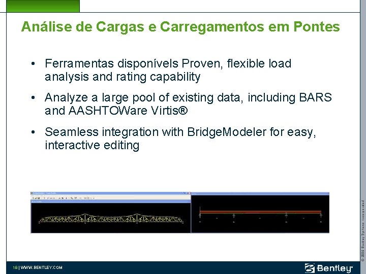 Análise de Cargas e Carregamentos em Pontes • Ferramentas disponívels Proven, flexible load analysis