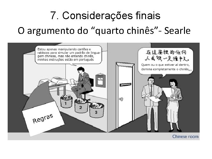 7. Considerações finais O argumento do “quarto chinês”- Searle 