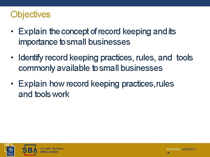 Record Keeping FOR ASMALL BUSINESS Updated 09 2016