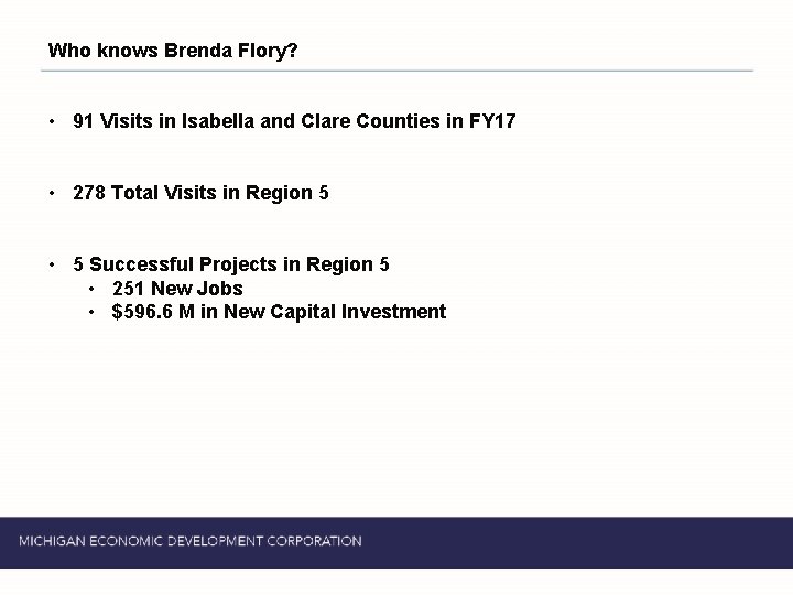 Who knows Brenda Flory? • 91 Visits in Isabella and Clare Counties in FY