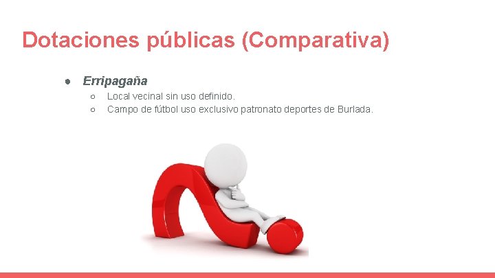 Dotaciones públicas (Comparativa) ● Erripagaña ○ ○ Local vecinal sin uso definido. Campo de