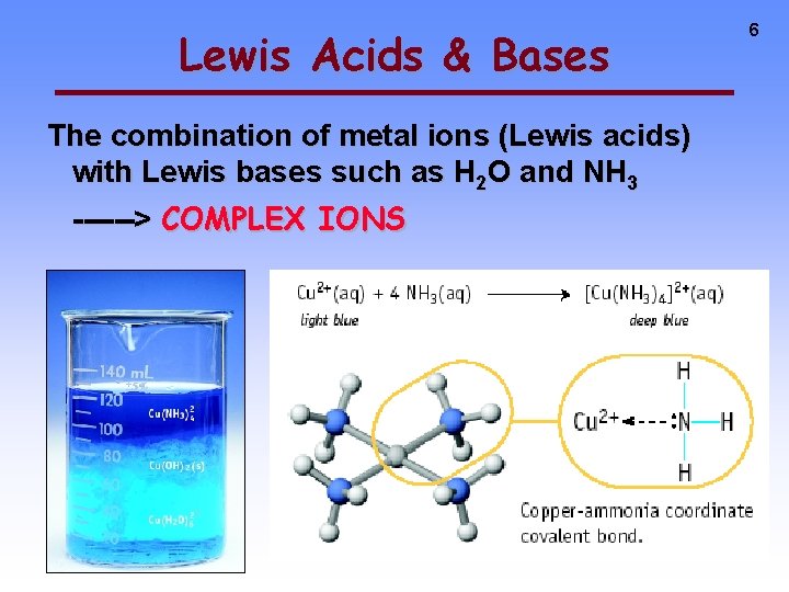 Lewis Acids & Bases The combination of metal ions (Lewis acids) with Lewis bases