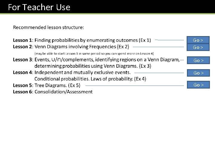 For Teacher Use Go > Go > 