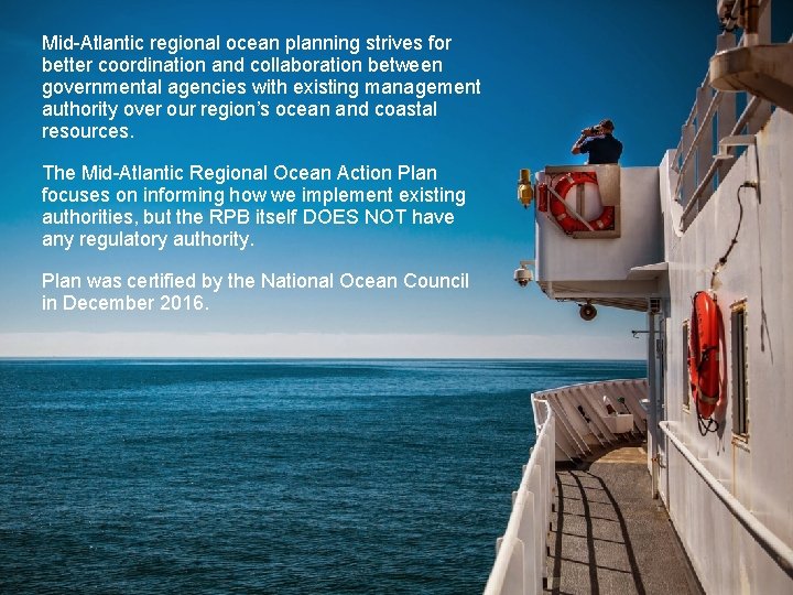 Mid-Atlantic regional ocean planning strives for better coordination and collaboration between governmental agencies with
