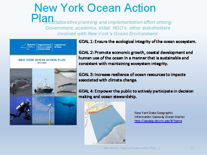 New York Ocean Action Plan A collaborative planning and implementation effort among Government, academia,