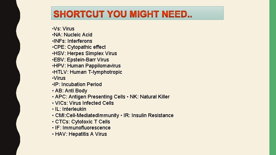  • Vs: Virus • NA: Nucleic Acid • INFs: Interferons • CPE: Cytopathic