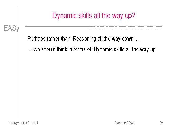 Dynamic skills all the way up? EASy Perhaps rather than ‘Reasoning all the way