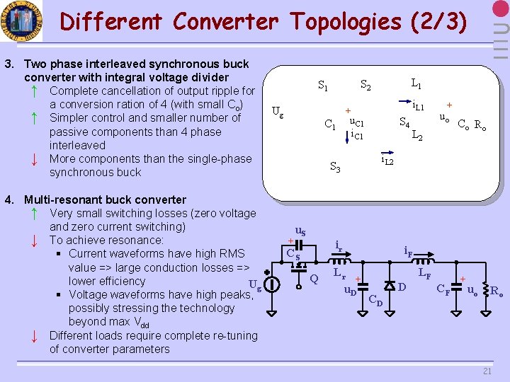 Different Converter Topologies (2/3) 3. Two phase interleaved synchronous buck converter with integral voltage