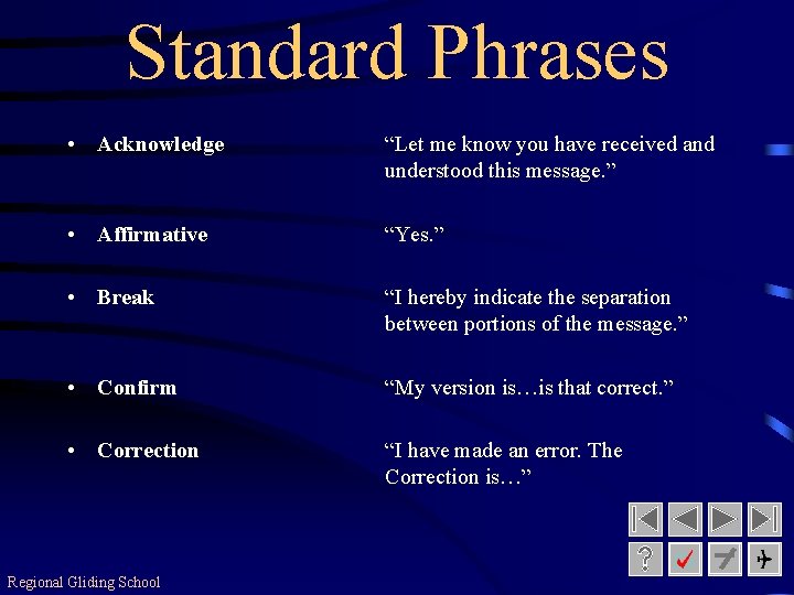 Standard Phrases • Acknowledge “Let me know you have received and understood this message.