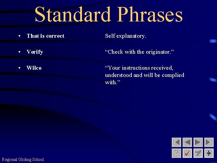 Standard Phrases • That is correct Self explanatory. • Verify “Check with the originator.