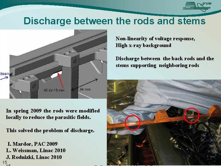 Discharge between the rods and stems Non-linearity of voltage response, High x-ray background Discharge