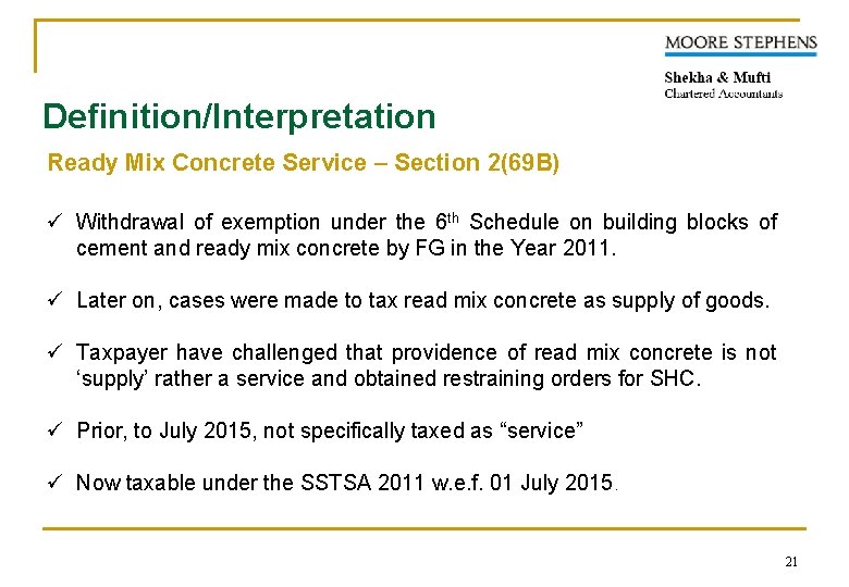 Definition/Interpretation Ready Mix Concrete Service – Section 2(69 B) th ü Withdrawal of exemption