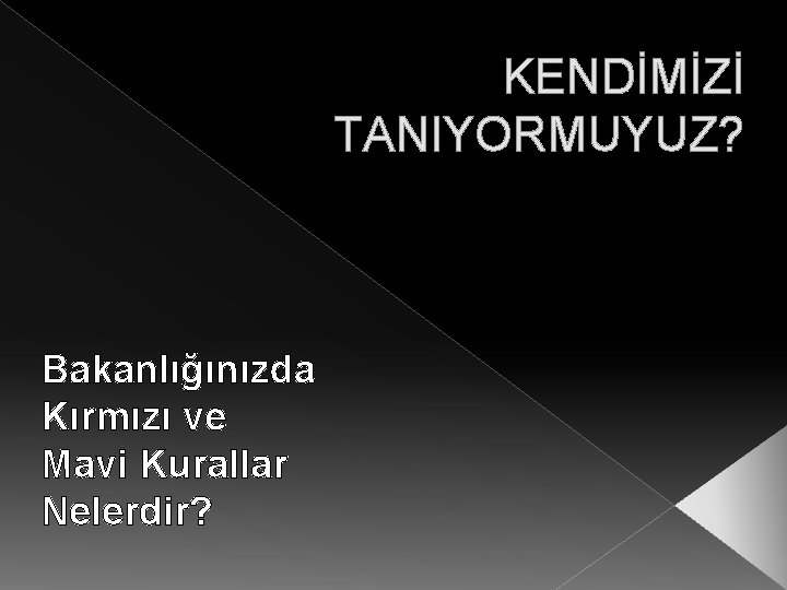 KENDİMİZİ TANIYORMUYUZ? Bakanlığınızda Kırmızı ve Mavi Kurallar Nelerdir? 