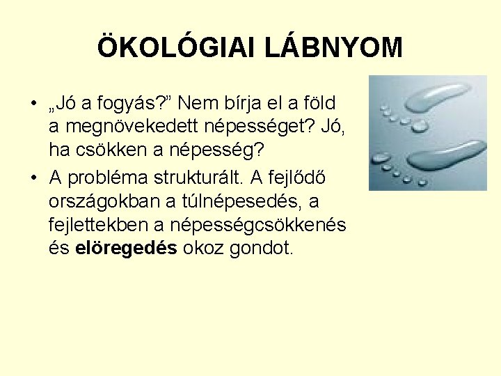 ÖKOLÓGIAI LÁBNYOM • „Jó a fogyás? ” Nem bírja el a föld a megnövekedett