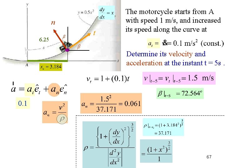 n 6. 25 t The motorcycle starts from A with speed 1 m/s, and