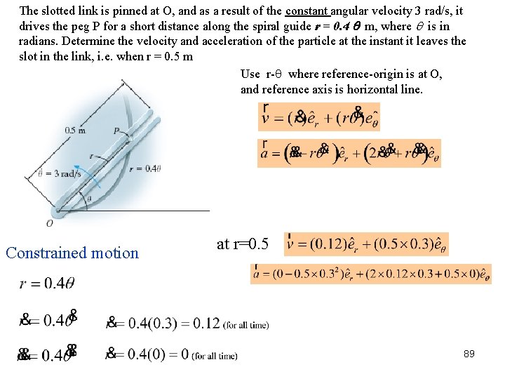 The slotted link is pinned at O, and as a result of the constant