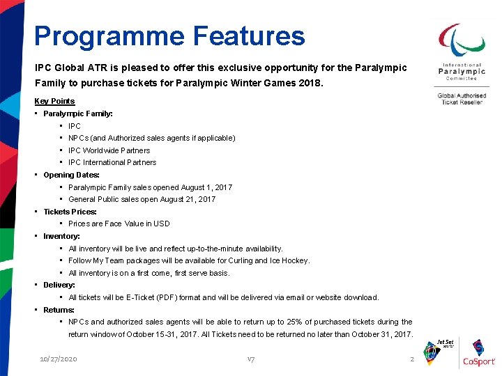 Programme Features IPC Global ATR is pleased to offer this exclusive opportunity for the