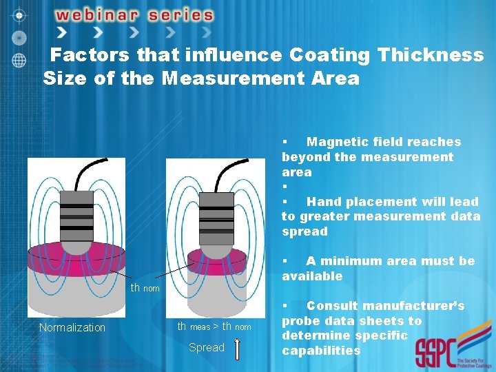Factors that influence Coating Thickness Size of the Measurement Area § Magnetic field reaches