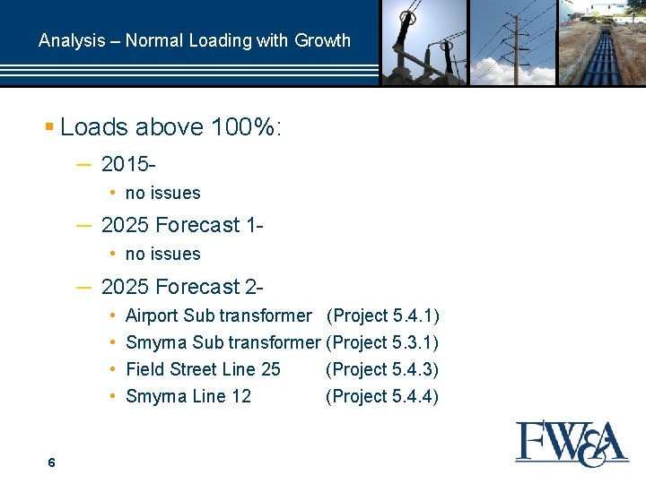 Analysis – Normal Loading with Growth § Loads above 100%: ─ 2015 • no