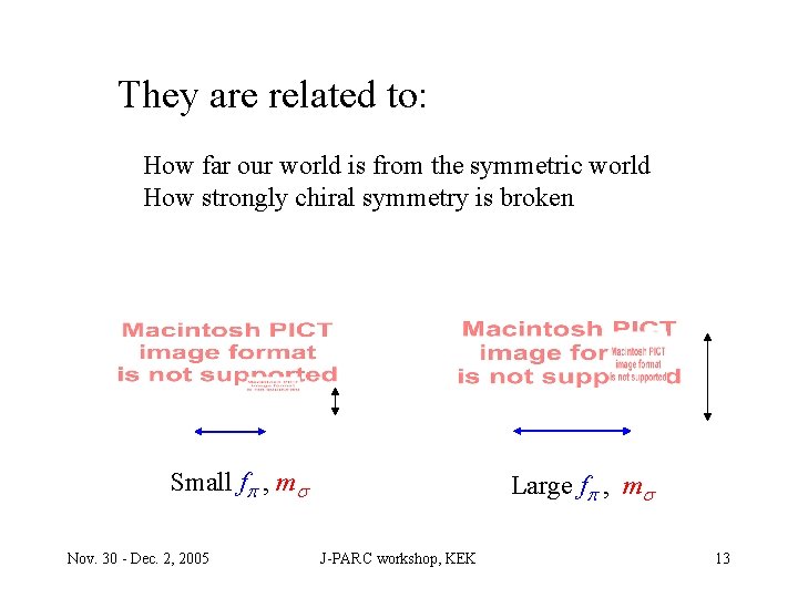 They are related to: How far our world is from the symmetric world How