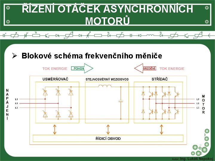 ŘÍZENÍ OTÁČEK ASYNCHRONNÍCH MOTORŮ Ø Blokové schéma frekvenčního měniče 8 