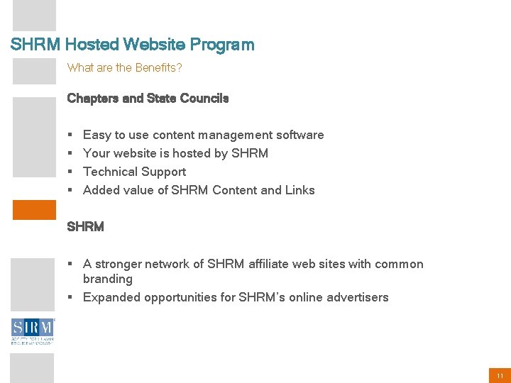 SHRM Hosted Website Program What are the Benefits? Chapters and State Councils § §