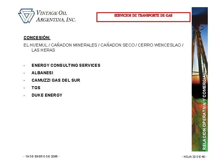 SERVICIOS DE TRANSPORTE DE GAS CONCESIÓN: - ENERGY CONSULTING SERVICES - ALBANESI - CAMUZZI