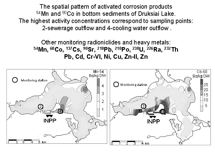The spatial pattern of activated corrosion products 54 Mn and 90 Co in bottom