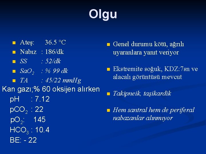 Olgu n n n Ateş: Nabız SS Sa. O 2 TA 36. 5 °C