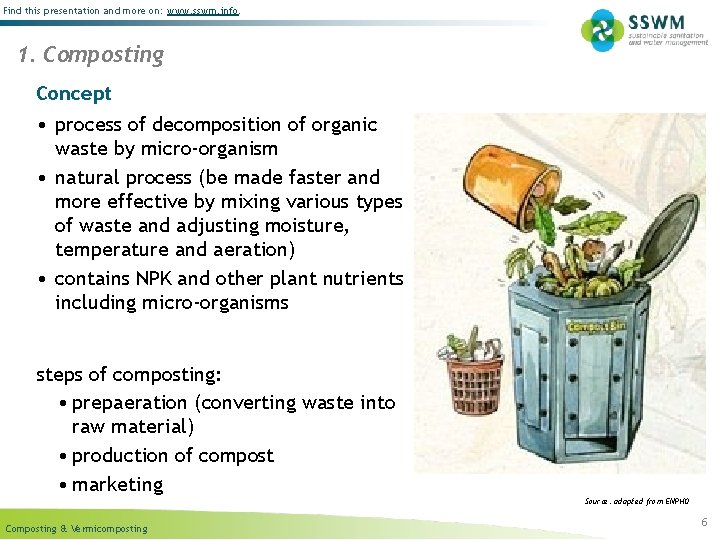 Find this presentation and more on: www. sswm. info. 1. Composting Concept • process