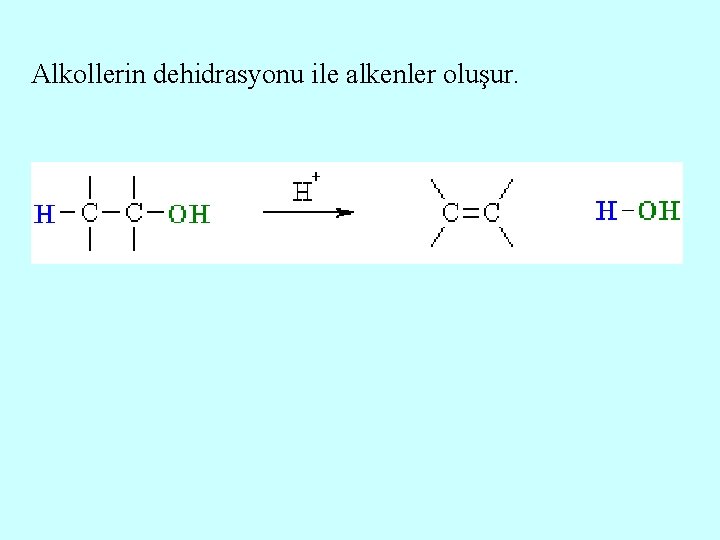 Alkollerin dehidrasyonu ile alkenler oluşur. 