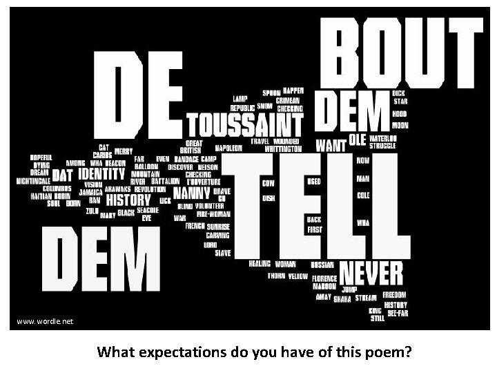 www. wordle. net What expectations do you have of this poem? 