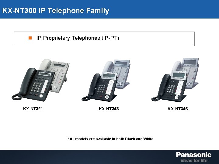 KX-NT 300 IP Telephone Family n IP Proprietary Telephones (IP-PT) KX-NT 321 KX-NT 343