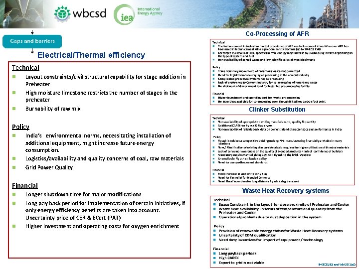Co-Processing of AFR Electrical/Thermal efficiency Technical n n n Layout constraints/civil structural capability for