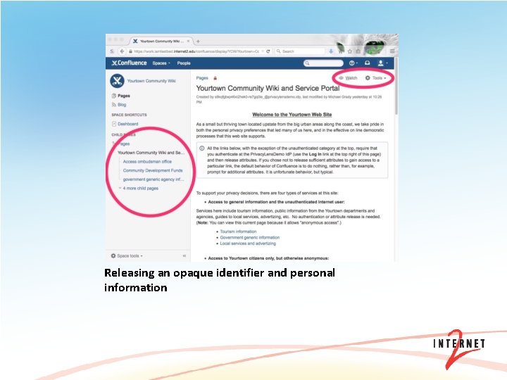 Releasing an opaque identifier and personal information 