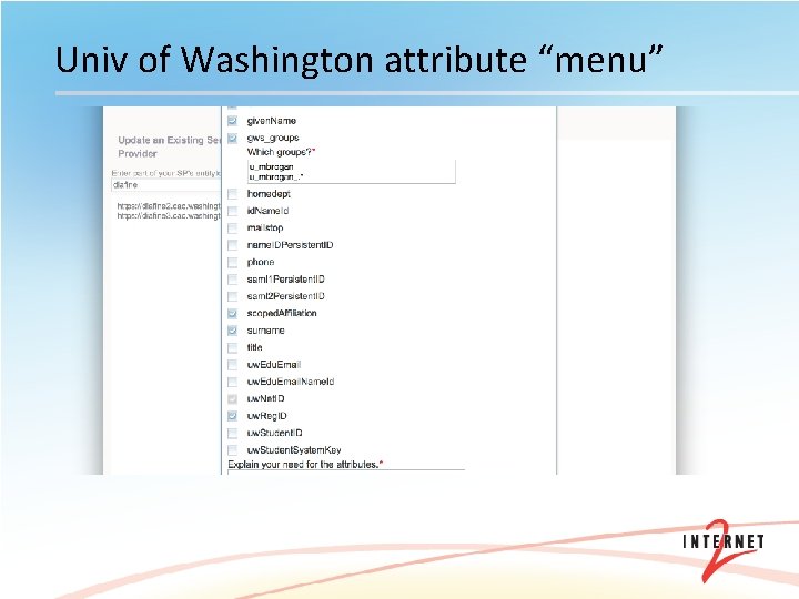 Univ of Washington attribute “menu” 