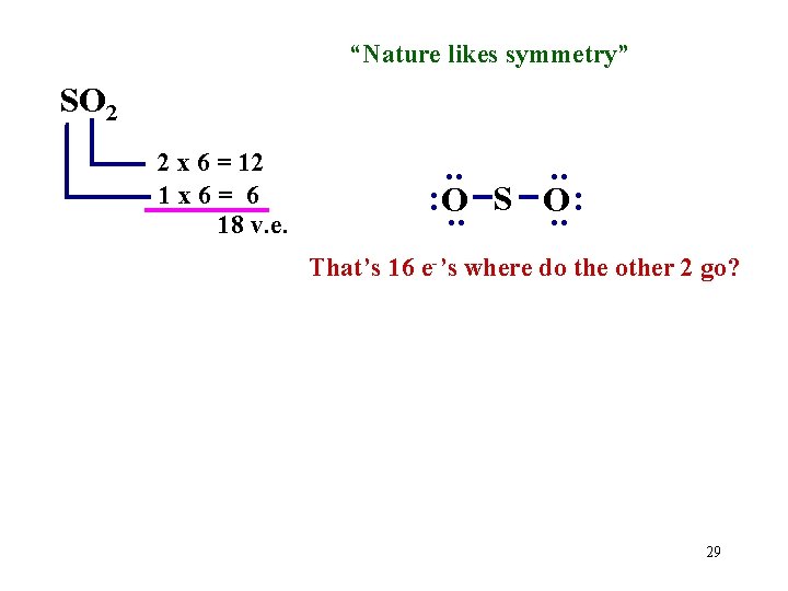 “Nature likes symmetry” SO 2 2 x 6 = 12 1 x 6= 6