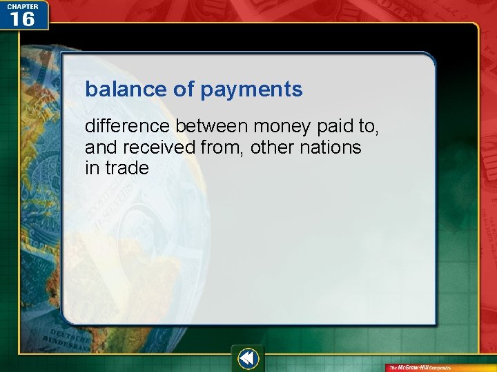 balance of payments difference between money paid to, and received from, other nations in