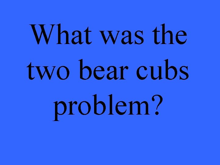 What was the two bear cubs problem? 