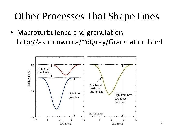 Other Processes That Shape Lines • Macroturbulence and granulation http: //astro. uwo. ca/~dfgray/Granulation. html