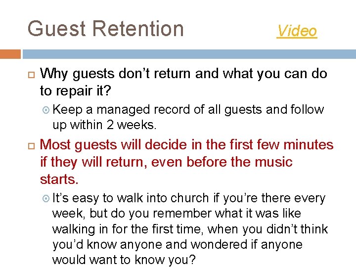 Guest Retention Video Why guests don’t return and what you can do to repair