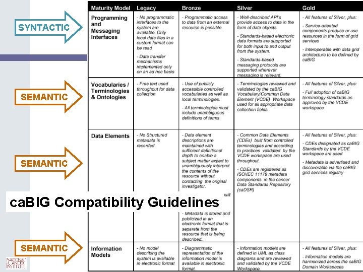 SYNTACTIC 9 SEMANTIC ca. BIG Compatibility Guidelines SEMANTIC 