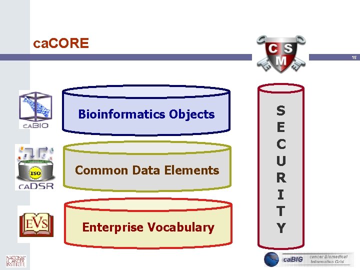 ca. CORE 15 Bioinformatics Objects Common Data Elements Enterprise Vocabulary S E C U
