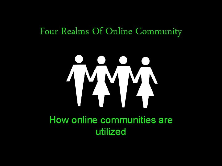 Four Realms Of Online Community How online communities are utilized 