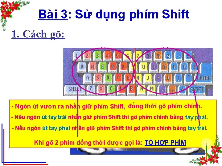 Bài 3: Sử dụng phím Shift 1. Cách gõ: - Ngón út vươn ra