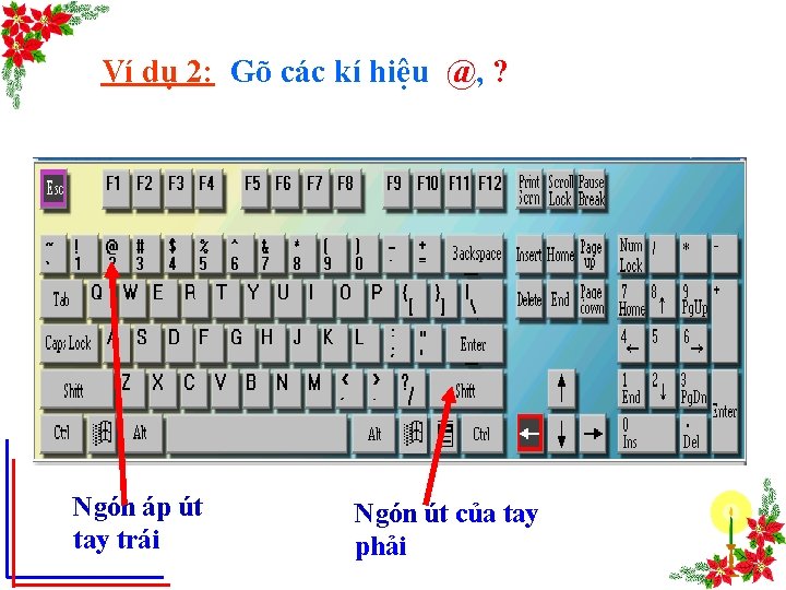 Ví dụ 2: Gõ các kí hiệu @, ? Ngón áp út tay trái