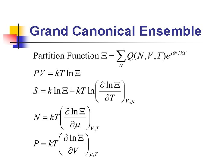 Grand Canonical Ensemble 