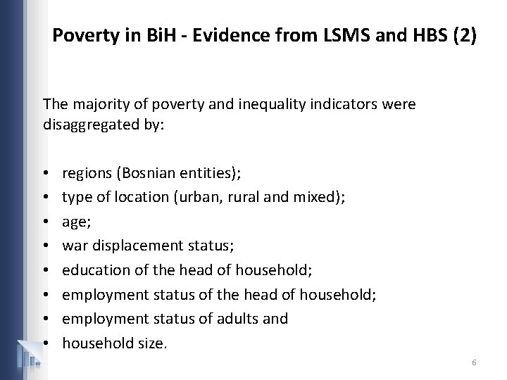 Poverty in Bi. H - Evidence from LSMS and HBS (2) The majority of