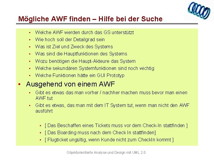 Mögliche AWF finden – Hilfe bei der Suche • • Welche AWF werden durch