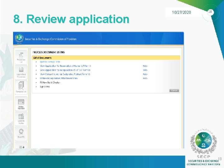 8. Review application 10/27/2020 18 18 